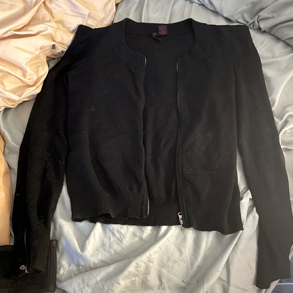 cute black zip-up cardigan